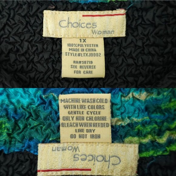 Choices Woman Reversible Jacket Size 1X Jewel Tone Abstract Pucker Knit Artsy - Picture 9 of 16